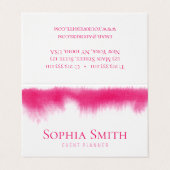 Carte De Visite Organisateur à la mode d'aquarelle rose (Extérieur déplié)