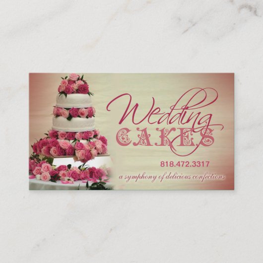 Carte De Visite Organisateur de confections de gâteaux de mariage (Devant)