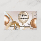 Carte De Visite Organisateur de fête avec ballons rose gold et pai (Devant)