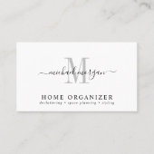 Carte De Visite Organisateur de maison à monogramme à script minim (Devant)