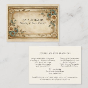 Carte De Visite Organisateur de mariage Art Déco Or Turquoise