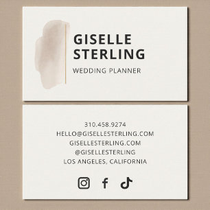 Carte De Visite Organisateur de mariage beige neutre aquarelle