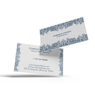 Carte De Visite Organisateur de mariage élégant bleu et blanc à mo