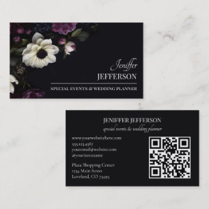 Carte De Visite organisateur de mariage événementiel floral foncé
