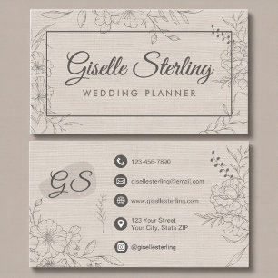 Carte De Visite Organisateur de Mariage Ligne Artistique Florale e