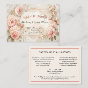 Carte De Visite Organisateur de mariage Roses roses vintage Élégan