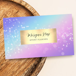 Carte De Visite Organisateur d'événements, Étoile Bokeh, Code QR,