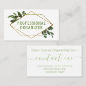 Carte De Visite Organisateur professionnel moderne de verdure géom (Devant / Derrière)