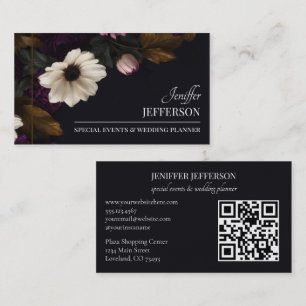 Carte De Visite Organisatrice de mariage événementiel floral sombr