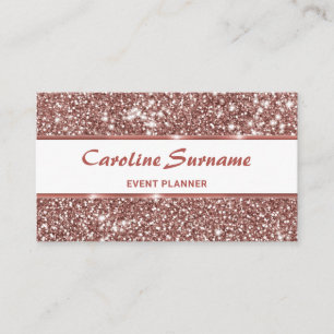 Carte De Visite Organisatrice d'événement Paillettes Faux Or Rose