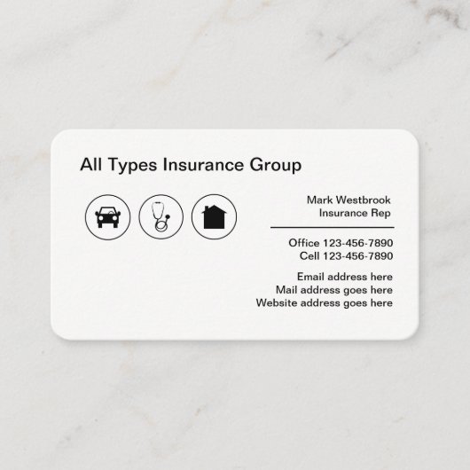 Carte De Visite Organisme multiligne du courtier d'assurance (Devant)