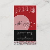 Carte De Visite Oriental Lune Lumineuse Hirondelles Oiseaux Zen Ar (Devant)