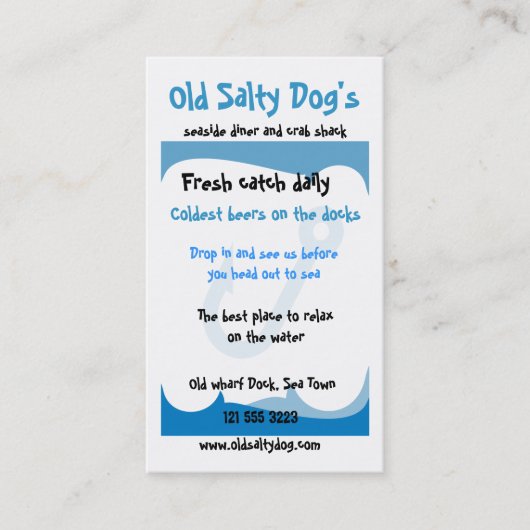 Carte de visite orienté de mer (Devant)