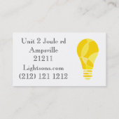 Carte de visite orienté dégrossi d'ampoule de (Dos)