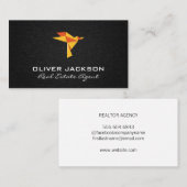 Carte De Visite Origami Bird Icon Linen Arrière - plan (Devant / Derrière)