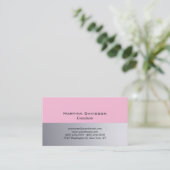 Carte De Visite Original rose gris classique Plat créatif (Debout devant)