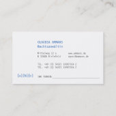 Carte De Visite Originelle Visitenkarte mit blau (Dos)