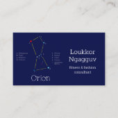 Carte De Visite Orion de constellation de l'hémisphère nord (Devant)