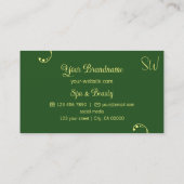 Carte De Visite Ornat chic jaune et vert moderne avec Monogramme (Dos)