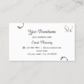 Carte De Visite Ornat chic noir et blanc élégant avec monogramme (Dos)
