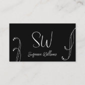 Carte De Visite Ornat chic noir et blanc élégant avec monogramme (Devant)