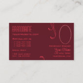 Carte De Visite Ornat de Bourgogne rouge moderne avec monogramme e (Dos)