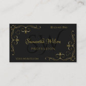 Carte De Visite Ornat Gold Noir de luxe Bordures Initiales (Devant)