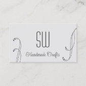 Carte De Visite Ornat gris foncé clair avec monogramme et photo (Devant)