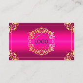Carte De Visite Ornat or rose vibrant avec logo somptueux (Devant)