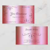 Carte De Visite Ornat ornemental rose et vert brillant (Devant / Derrière)