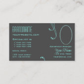 Carte De Visite Ornat Turquoise avec monogramme et photo (Dos)