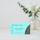 Carte De Visite Ornat Turquoise et gris élégant (Debout devant)