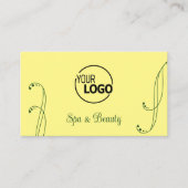 Carte De Visite Ornat vert jaune moderne avec logo et photo (Devant)