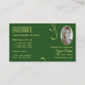 Carte De Visite Ornat vert jaune moderne avec Monogramme et photo (Dos)