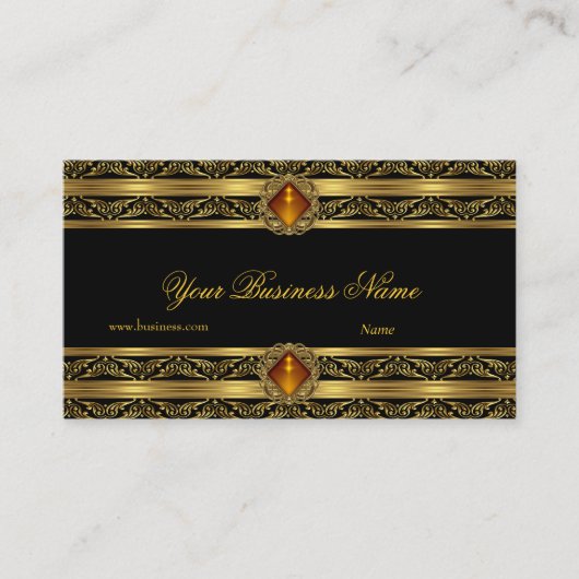 Carte De Visite Ornate Amber Gold Black Elegant Classy Jewel Image (Devant)