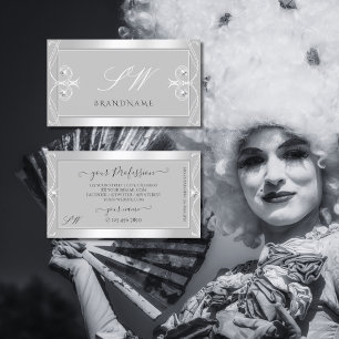 Carte De Visite Ornate Argent Clair Gris Épargne Bijoux Initiales