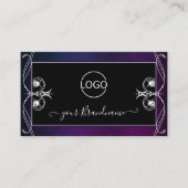 Carte De Visite Ornate Black Blue Purple Diamonds Ajouter un logo (Devant)