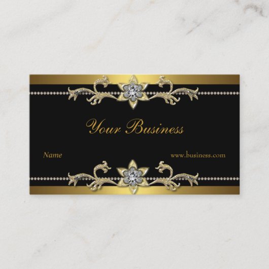 Carte De Visite Ornate Gold Black Elegant Classy Jewel (Devant)