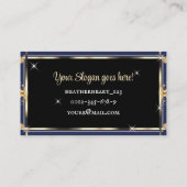 Carte De Visite Ornate or noir bleu royal avec logo (Dos)