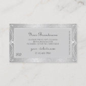 Carte De Visite Ornate Silver Grey Mosaic Bijoux étincelants Monog (Dos)