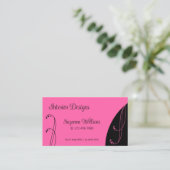 Carte De Visite Orné moderne rose et noir (Debout devant)