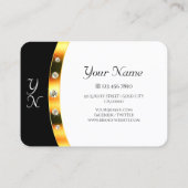 Carte De Visite Orné Or Élégant Noir Blanc Monogramme Diamants (Dos)