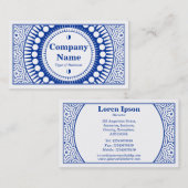 Carte De Visite Ornement 01 - Bleu de marine sur blanc (Devant / Derrière)