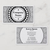 Carte De Visite Ornement 01 - Noir sur Blanc (Or) (Devant / Derrière)