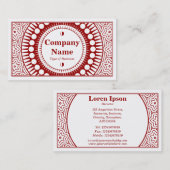 Carte De Visite Ornement 01 - Rouge rubis sur blanc (Devant / Derrière)