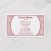 Carte De Visite Ornement 01 - Rouge rubis sur blanc (Dos)