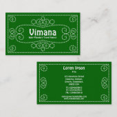 Carte De Visite Ornement - Blanc sur Vert 006600 (Devant / Derrière)