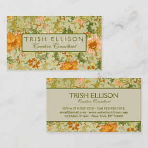 Carte De Visite Ornement Chinois Vintage Fleurs Jones