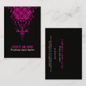 Carte De Visite Ornement De Dentelle Rose Et Noire Chaud (Devant / Derrière)