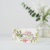 Carte De Visite Ornement de fleurs vertes avec QR (Debout devant)